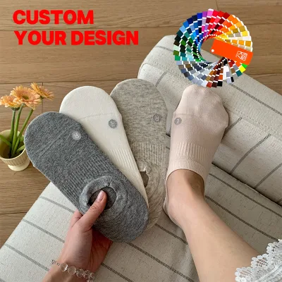 Custom Logo Thin Women Socks Non Slip Solid Invisible Socks Sweat Breathable Cotton Sports Short Socks Wholesale No Show Socks