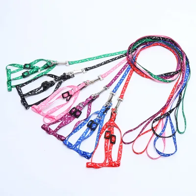 Soft Comfortable Custom Polyester Dog Harness Leash Handmade Retractable for Puppy Dogs Floral Pattern Ribbon Decoration Cats