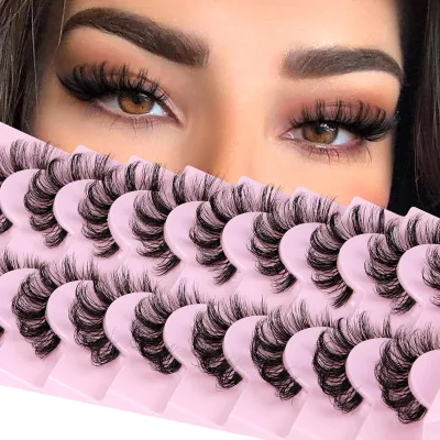 Reusable Natural J M Roll Strip Mink False Eyelashes Fox Eye Full Strip Eyelashes 3d Faux Mink Lashes Tray Private Label