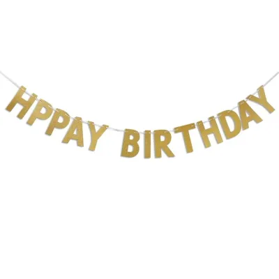 Merri Wish Sparkly Gold Glitter Happy Birthday Banner Birthday Party Decorations Gold Happy Birthday Sign Gold Party Supply