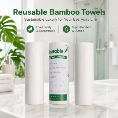 Reusable Kitchen Dish Cloth Roll Bamboo Fiber Non-Woven Antibacterial Eco-Friendly Wipe for Plates Grease Sink