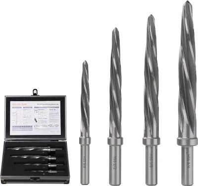 DZ 4pcs M2 HSS Taper Chucking Bridge Reamer Drill Bit Set for Steel Alloy Aluminum Metal Wood Enhance Efficiency Enlarging Holes