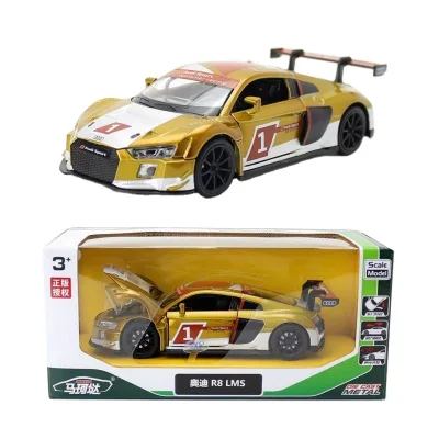 Wholesale Diecast Toy Vehicles 1:32 R8 LMS Racing Car Simulation Model Pullback Three Open Collection Model