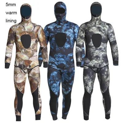 In Stock 5mm Cold Water Warm Fleece Lining Camouflage Two-Piece Closed Cell Hunting Spearfishing Surfing ScubaDiving Wetsuit