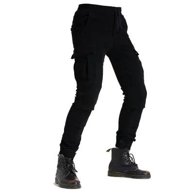 Windproof Breathable Moisture-Wicking Cotton Men's Motorbike Cargo Jogger Pants Elastic Waist Daily Street Riding Detachable