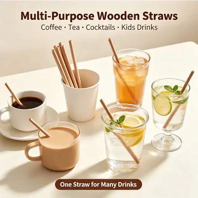 Wholesale Eco-friendly Wood Drinking Straw Bar Accessories for Restaurant Coffee Shop Party