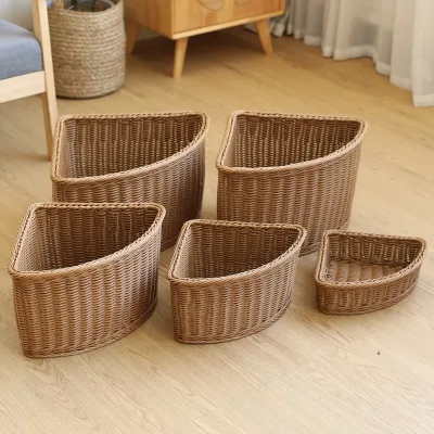 Plastic Corner Storage Basket Fan-shaped Triangular Arc-shaped for Wardrobe and Wall Corner