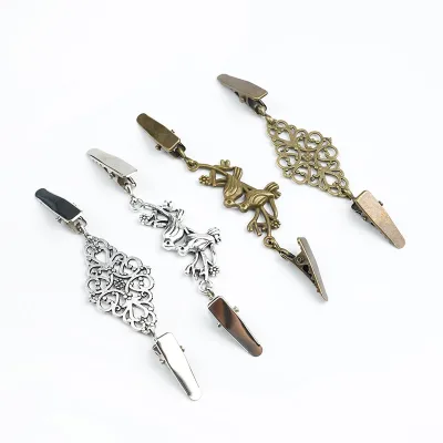 Retro Pattern Elegant Engraving Alloy Accessories Dresses Shawl Clip for Women and Girls