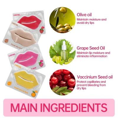 Custom Logo Hydrating Lip Mask Olive Oil Grape Seed Oil Vaccinium Seed Oil Vegan Sheet Mask for Long Lasting Moisture Lightening