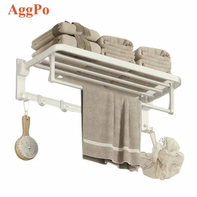 Towel Rack for Bathroom - Bathroom Tower Holder Towel Shelf with Double Towel Bars Wall Mount