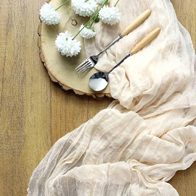 Ivory 28 X 120 Inches Crushed Voile Table Runnercheese Cloth Table Runner Beige White Gauze Table Scarf for Wedding Decoration
