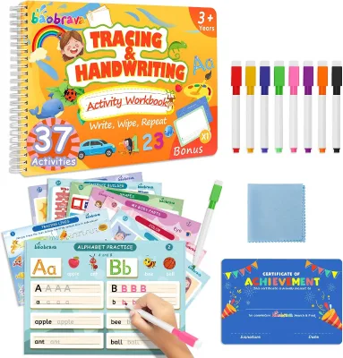 Wooden Preschool Learning Activities 37 Themes Tracing Activity Books Ages 3-8 Toddler Handwriting Practice Letter Tracing