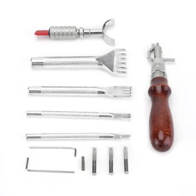6 Pcs/set Stitching Carving Working Sewing Saddle Groover Leather Craft Punch Tools Kit Leather Punch Tools