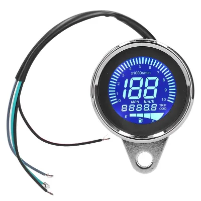 Speedometer 0 160KM H LCD Digital LED Speed Gauge for Motorcycle 12V DC Retro Chrome Style