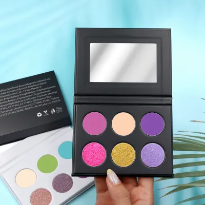 Custom Logo High Pigment Vegan Magnetic Eyeshadow Palette Luxury Best Selling 6 Colors DIY Glitter Eyeshadow Palette