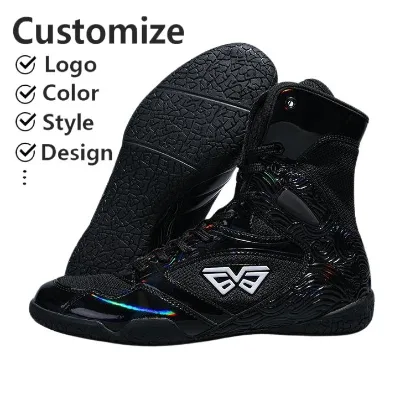 Supplier Customize Gym High Quality Leather Breathable Professional High Top Boxing Shoes for Man
