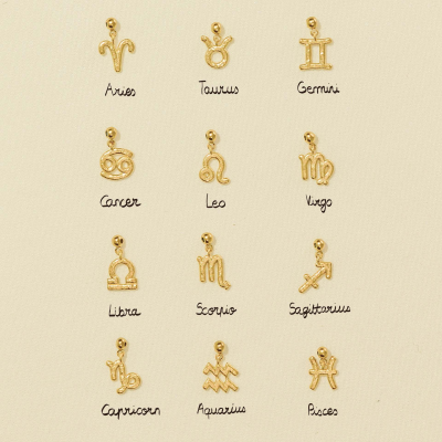 Sterling Zodiac Symbol Gold Plated Stainless Steel Charm and Pendant