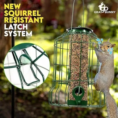 New Metal PVC Tube Bird Feeder Fengbird Automatic Outdoor Garden Hanging Feed Dispenser
