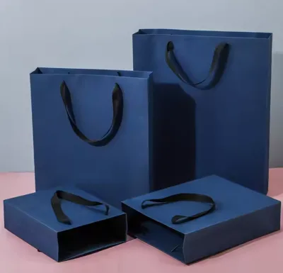 Custom Printed Paper Bag Cardboard Luxury pink Art Paper Gift Bag with Ribbon Handle Shopping Bag with Your Own logo