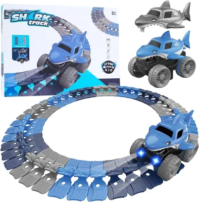Children Monster Truck Slot Car Toys Assembled Flexible Rail Racing Car Toys Electric Track Rail Coaster Toys