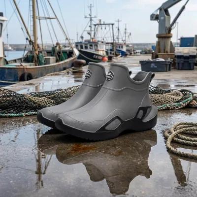 Waterproof Fishing Harbor Deck Boots Slip-On Non-Slip Heavy-Duty Chunky Sole Outdoor Marine Wet Weather Comfort Protective