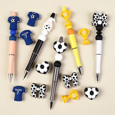 New Design 3D Football Team Sports Focal Beads Silicone for Diy Pen Jewelry Making Bracelet Mobile Phone Chain Charms