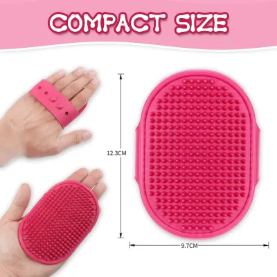 Dog Bath Brush Adjustable Ring Handle Modern Design Soothing Massage Rubber Comb Soft TPR Grooming Brush for Bathroom Use Pink
