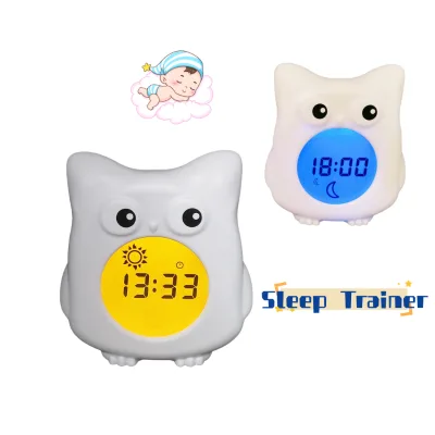 Hot Sale Customized Europe Smart Owl Babe Sleep Trainer Clock Alarm 7 Levels Light Child Easy Operated Living