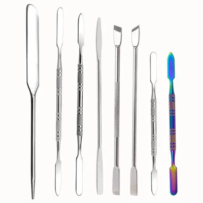 New Arrival Logo Printing 304 Stainless Steel Cosmetic Makeup Foundation Mixing Polished Stainless Steel Spatula