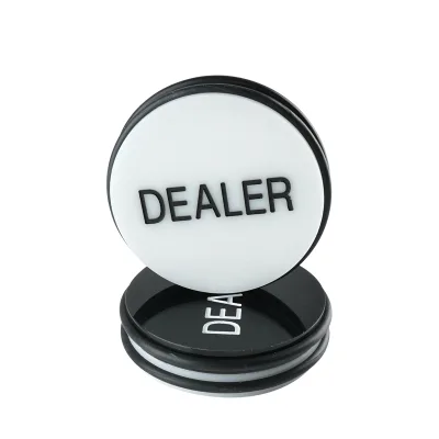 YH Custom High Quality Casino Acrylic Black and White Round Texas Poker Dealer Button