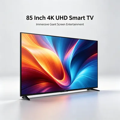 85 Inch Frameless 4K UHD Android Smart LED TVs BT Dual Band 5G WiFi DVB ATSC ISDB Wall Mount Streaming Cinema Display