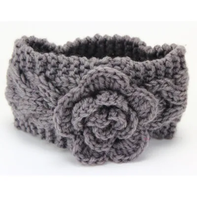 HZO-22024 Baby Flower Turban Knitting Headband Winter Wrap Knotted Wide Toddlers Headbands