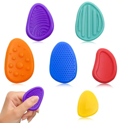 Silicone Worry Stone for Kids Adults 6 PCS Sensory Fidget Toys Travel Toy for Autism ADHD Teens Calm Down
