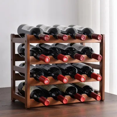 Bamboo Extendable Customizable Freestanding Wine Beer Rack Wine Bottle Display and Storage Rack for Bars Home Storage Ornaments