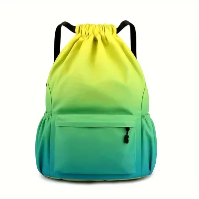 2024 Hot Selling Dual-Tone Nylon Drawstring Backpack Pull String Bag Sports Outdoor Promotional Drawstring Bag