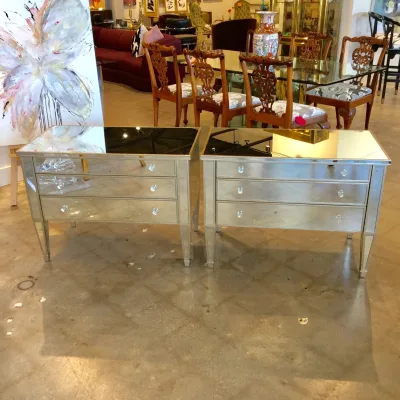 High Quality Home Glass Furniture Decor Living Room Mirrored Sliver Chest Bedroom Wooden Cabinet