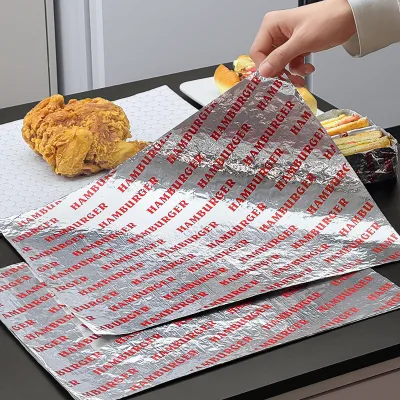 Wholesale Disposable Grease Proof Custom Print Logo Oil-resistant Insulating Burger Food Grade Honeycomb Aluminum Foil Paper
