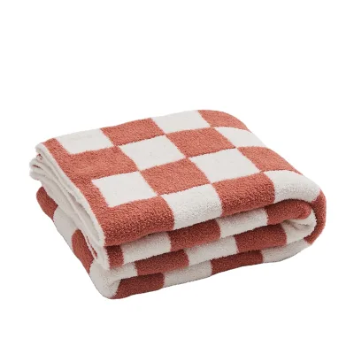 Wholesale Vintage Large Checkerboard Soft Crochet Knitted Blanket