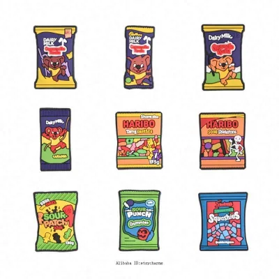 Hot Sell 2D Australia Food Shoe Charms Flower for Clog Plastic French Fries Snack Shoe Charms for Wristband Gift Decoration