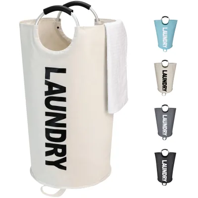 Oxford Fabric Laundry Hamper Clothes Laundry Basket with Aluminum Ring Handle