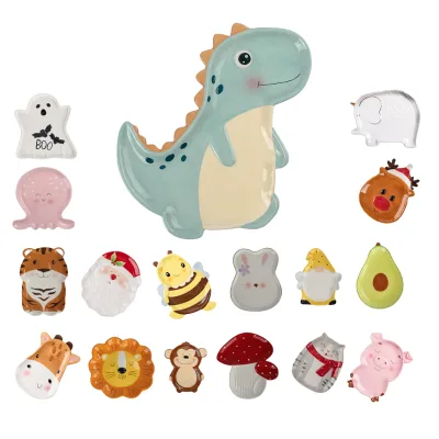 10" Custom 3D Ceramic Plates - Cute Embossed Animal Designs (Bear, Monkey, Rabbit, Giraffe) OEM Cartoon Dishes & Plates