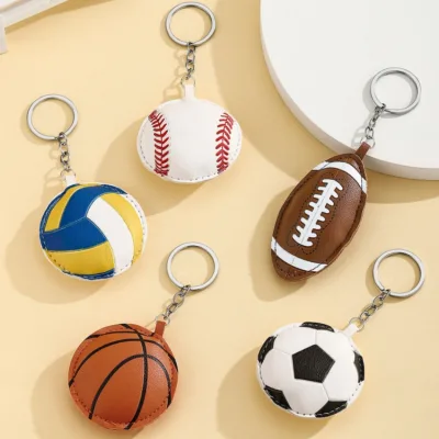 Wholesale Mini Basketball Keychain Mini Rugby PU Leather Keychain Cute Styled Football Keychain for Bags