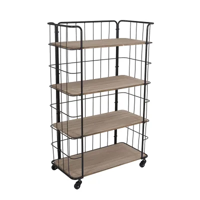 Multi-Layer Folding Corner Shelf for Home & Dining Easy Moving Wood & Metal Storage Racks for Living Room Home Furniture