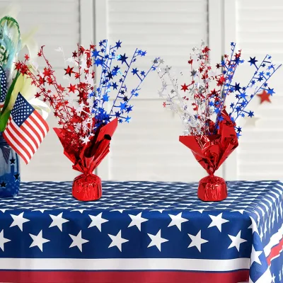 New U.S. Independence Day Plastic Decorations Fourth of July Three-color Stars DIY Party Balloon Accessories Desktop Decorations