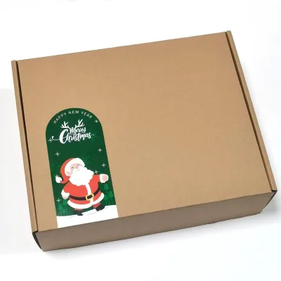 Custom Long Size Colorful Merry Christmas Santa Claus Tree Stickers Labels for Gift Decoration Package