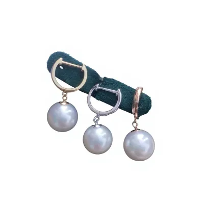 Ehao Jewelry Women's 18k Gold Round Seawater Pearl Ear Buckle Classic Thick Edition G18K Gold Accessories Factory Outlet