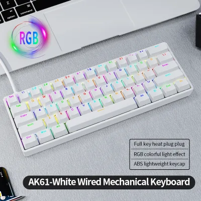 AK61 New Wired Mechanical Gaming Hot Swappable Blue Switch RGB Backlit 61-Key Compact USB Type-C 2.4G Private Mold for PC