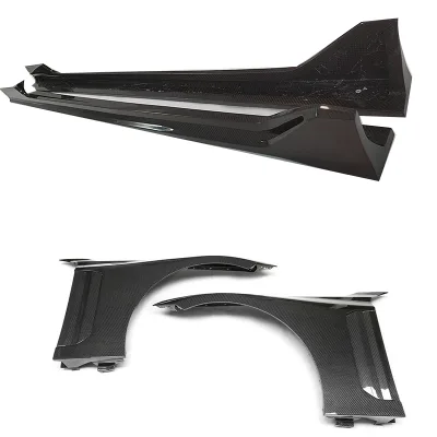 High Quality V Style Dry Carbon Fiber Side Fenders Combination Skirts Kit for BMW M2 Couple G87 2023+ Perfect Fitment