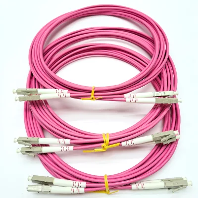 Customized FTTH 1/2/3/5M LC/UPC Jumper OM4 Duplex 3.0mm Fiber Optical Jumper Patch Cord