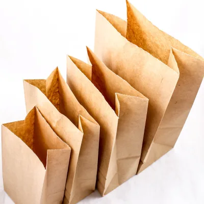 Custom Printed Recyclable Kraft Paper Bags Food Grade Takeaway Packaging Paper Bags for Bakery Bread Snack Grocery